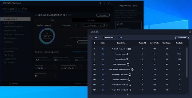 Samsung Magician Software S.M.A.R.T. Werte