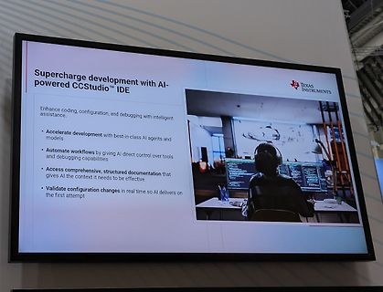 Abfotografierter Bildschirm einer Texas Instruments Präsentation