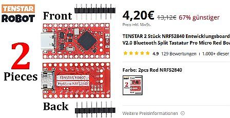 Online-Shop Angebot für NRF52840 Entwicklungsboards