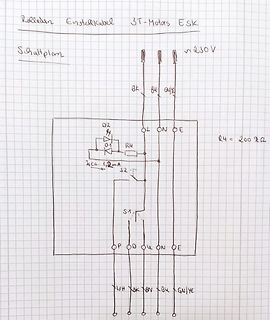 Handgezeichneter Schaltplan für Rolladen-Einstellkabel 3T-Motor ESK