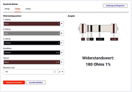 Online-Rechner für Widerstandswerte nach Farbcodes