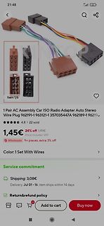 Screenshot eines Online-Shops für Auto-Radio-Adapterkabel