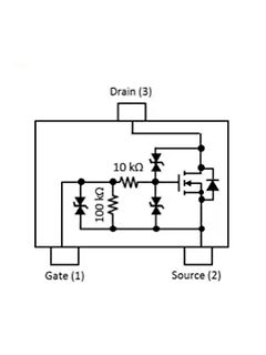 Schaltplan eines MOSFETs mit Zener-Dioden und Widerständen