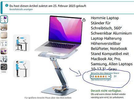 Produktseite eines verstellbaren Laptop-Ständers