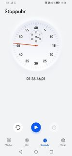 Screenshot einer Stoppuhr-App auf einem Smartphone