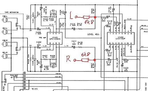 Schaltplan eines Vorverstärkers mit ICs