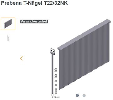 Prebena T-Nägel T22/32NK Produktabbildung
