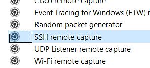 Menüauswahl für Remote Capture Optionen