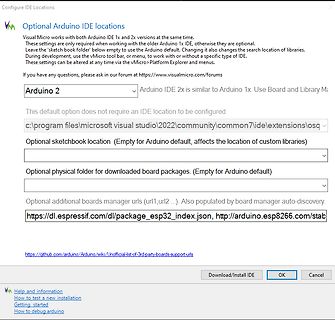 Konfigurationseinstellungen für Arduino IDE in Visual Micro