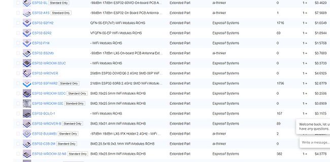 Produktliste von ESP32-Modulen in einem Online-Shop