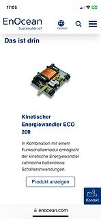 Webseite eines kinetischen Energiewandlers