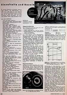 Seite aus einer Fachzeitschrift über deutsche Industrie-Bauelemente