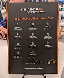 Renata Lithium Coin Cell Übersichtstafel