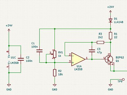 Schaltplan mit LM358 Operationsverstärker und BSP62 Transistor