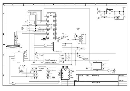 Schaltplan eines Mikrocontroller-basierten Systems mit DMX-Schnittstelle