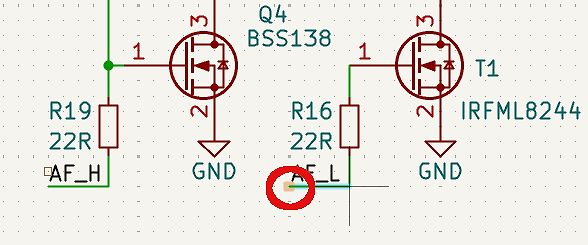 Ausschnitt eines Schaltplans mit MOSFETs und Widerständen