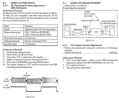 Ausschnitt aus einem technischen Handbuch für Servo- und Audiosysteme