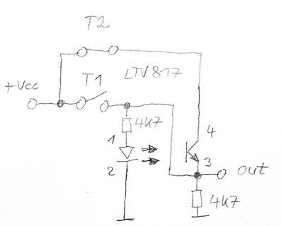 Handgezeichneter Schaltplan mit Optokoppler LTV817