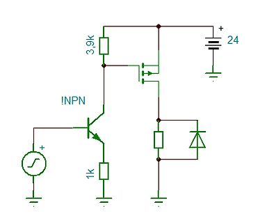 Schaltplan mit NPN-Transistor, MOSFET und Diode