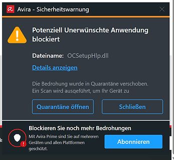 Avira Sicherheitswarnung Bedrohung blockiert