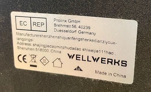Typenschild eines Geräts