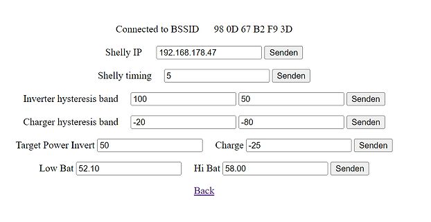 Webinterface zur Konfiguration eines Shelly-Geräts