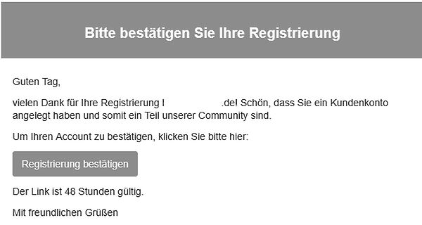 E-Mail zur Registrierungsbestätigung