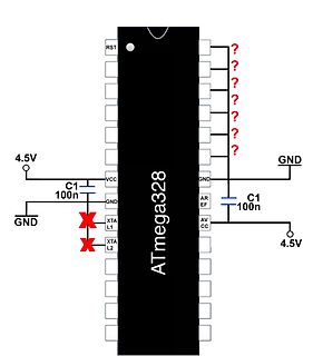 Schaltplan eines ATmega328 Mikrocontrollers