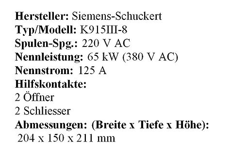 Technische Daten Siemens-Schuckert K915III-8