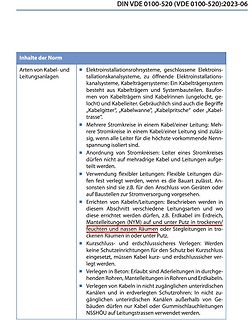 Textauszug aus der Norm DIN VDE 0100-520