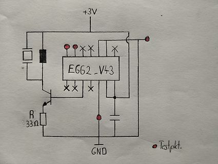 Handgezeichneter Schaltplan mit E662-V43