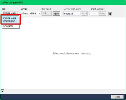Software-Fenster zur Geräteprogrammierung