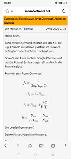 Screenshot eines Forenbeitrags mit mathematischen Formeln
