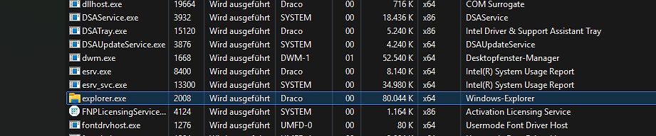 Windows Task-Manager Prozessliste