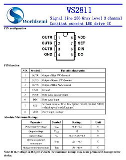 Datenblatt-Ausschnitt WS2811 LED-Treiber IC