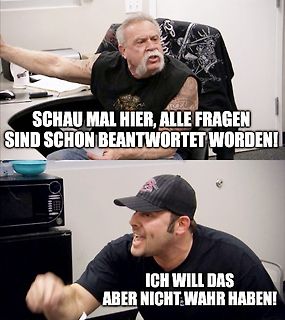 Meme mit zwei Männern und deutschem Text