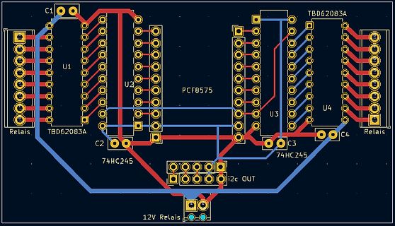 PCB-Layout einer Platine mit Relais-Ansteuerung