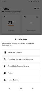 Screenshot einer Smart-Home-App für Heizungssteuerung