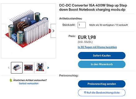 DC-DC Konverter Modul Produktseite
