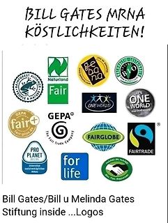 Sammlung verschiedener Fair-Trade-Logos und Text