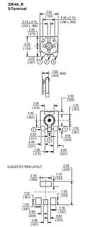 Technische Zeichnung und PWB-Layout eines 3-Terminal-Bauteils