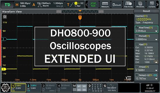 Oszilloskop-Display mit DH0800-900 Textüberlagerung