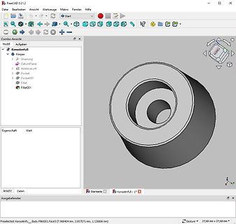 FreeCAD 3D-Modellansicht eines Bauteils