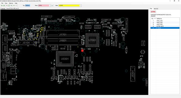 CAD-Ansicht eines Leiterplatten-Layouts