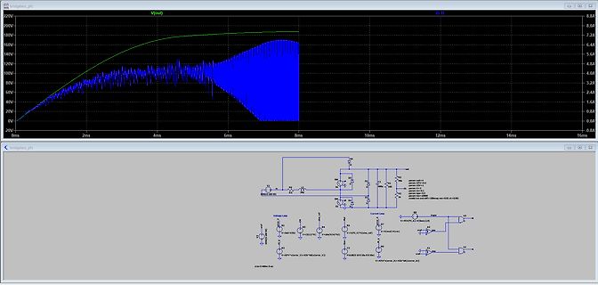 Simulationssoftware mit Oszillogramm und Schaltplan