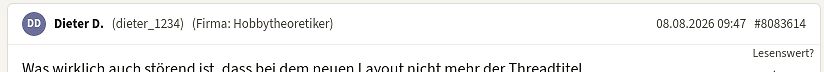 Forenbeitrag eines Nutzers
