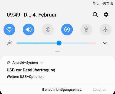 Android Benachrichtigung USB-Dateiübertragung