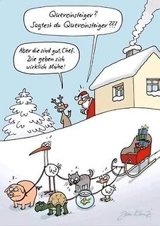 Comic über Quereinsteiger als Rentierschlitten-Gespann