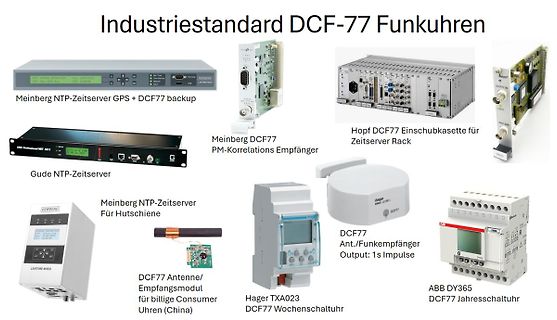 Verschiedene DCF77 Funkempfänger und Zeitserver Geräte