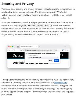 Text über Web Serial API Sicherheit und Berechtigungen